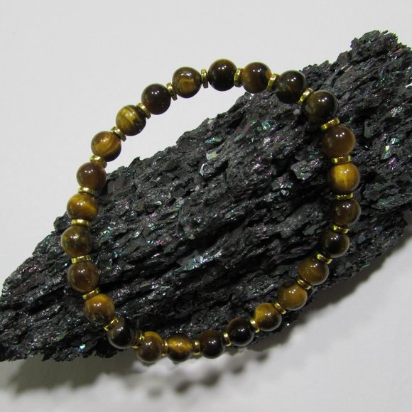 Natural Tiger's Eye Gemstone Bracelet - Picture 2 of 5